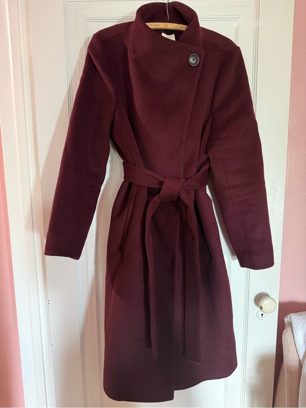 RW&CO. Burgundy Wool Belted Coat